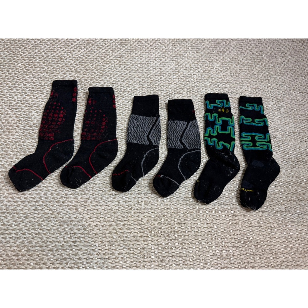 Smartwool Kids Merino Wool Blend Socks Lot 3 Pairs Size M/L ski hike